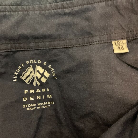 Fradi Italy Shirt 46 18.5 Indigo Blue Button Front Long Sleeve New NWT - Picture 9 of 9